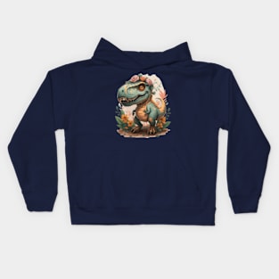 floral trex dinosaur gift ideas Kids Hoodie